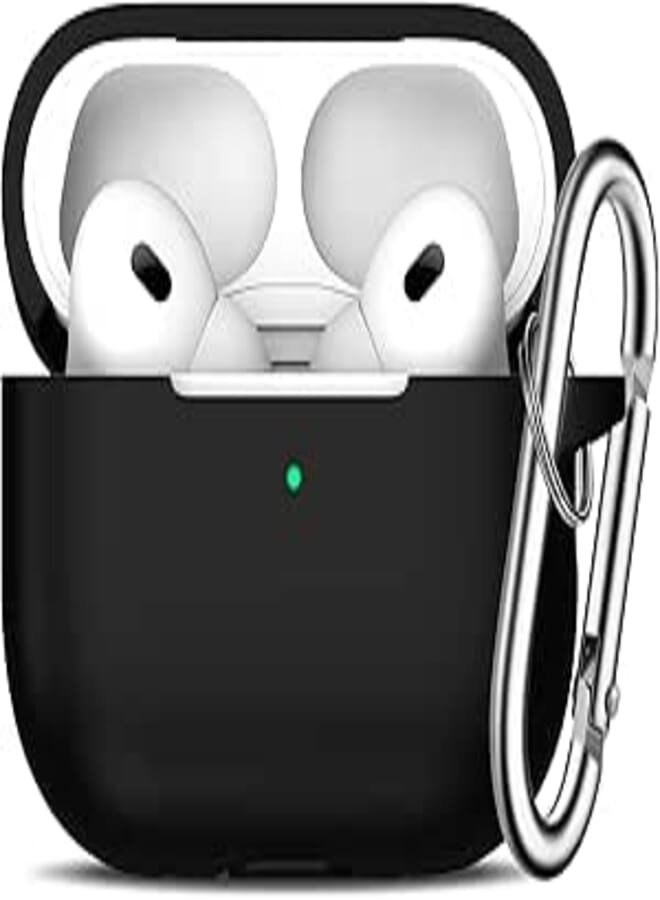 AirPods Pro 2 2nd Case Cover and AirPods Pro Case for Women and Men with Keychain, Soft Silicone Protective Skin Case for AirPods Pro 2nd 2022 and AirPods Pro 1st 2019 Front LED Visible Black